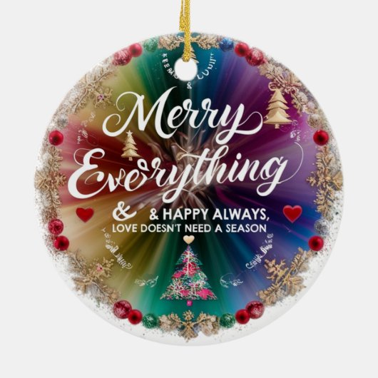 Ceramic Circle Ornament – Modern Rainbow Christmas (Achterkant)
