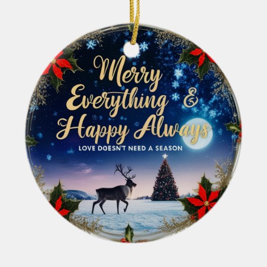 Ceramic Circle Ornament – Starry Night Holiday (Voorkant)
