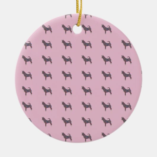 Ceramic Circle Ornament with chihuahua pattern (Voorkant)