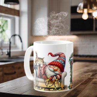 Ceramic Coffee Mug Sleeping Santa Gnome Koffiemok
