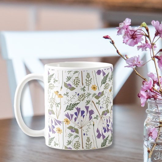 Ceramic Coffee Mug with Wraparound Flower Print Koffiemok
