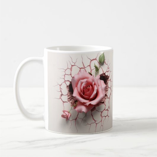 Ceramic Flower Mug Rose Koffiemok (Links)