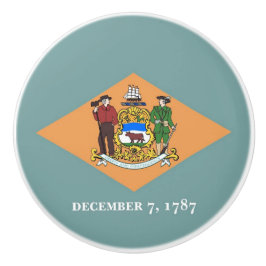 Ceramic knob pull. met vlag van Delaware, Verenigd Keramische Knop