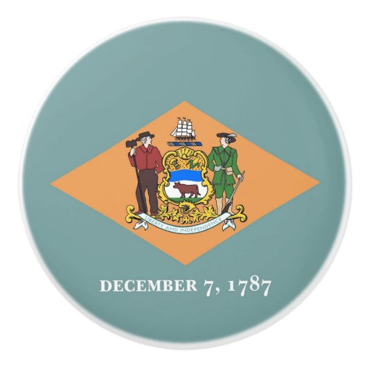 Ceramic knob pull. met vlag van Delaware, Verenigd Keramische Knop (Voorkant)