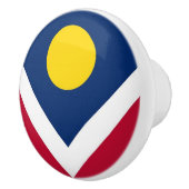 Ceramic knob pull. met vlag van Denver City, Veren Keramische Knop (Rechts)