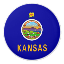 Ceramic knob pull. met vlag van Kansas State, Vere Keramische Knop