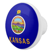 Ceramic knob pull. met vlag van Kansas State, Vere Keramische Knop (Rechts)