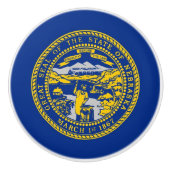 Ceramic knob pull. met vlag van Nebraska, Verenigd Keramische Knop (Voorkant)