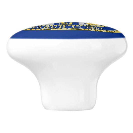 Ceramic knob pull. met vlag van Nebraska, Verenigd Keramische Knop (Zijkant)