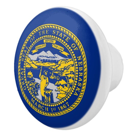Ceramic knob pull. met vlag van Nebraska, Verenigd Keramische Knop (Rechts)