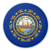 Ceramic knob pull. met vlag van New Hampshire Keramische Knop (Voorkant)