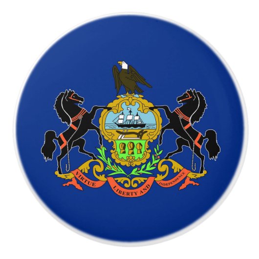 Ceramic knob pull. met vlag van Pennsylvania, Vere Keramische Knop (Voorkant)