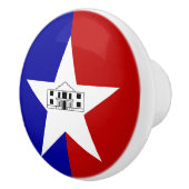 Ceramic knob pull. met vlag van San Antonio, Veren Keramische Knop (Rechts)