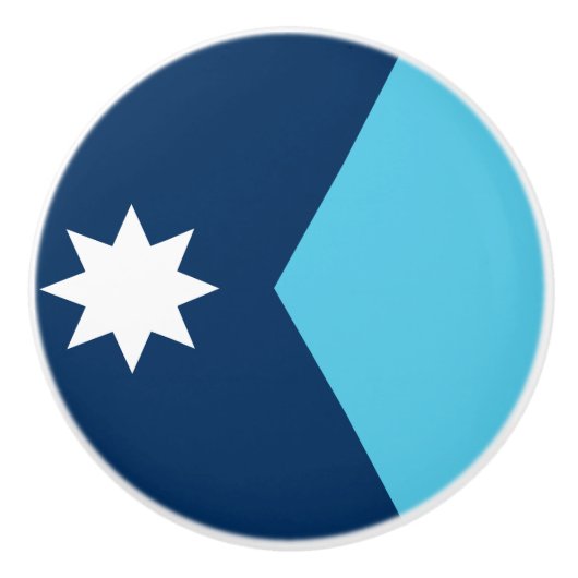 Ceramic knob pull with flag of Minnesota, USA Keramische Knop (Voorkant)