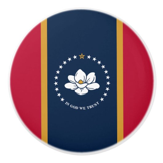 Ceramic knob pull with flag of Mississippi State Keramische Knop (Voorkant)