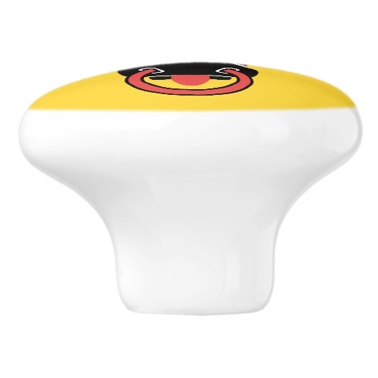 Ceramic knob pull with flag of Uri, Switzerland Keramische Knop (Zijkant)