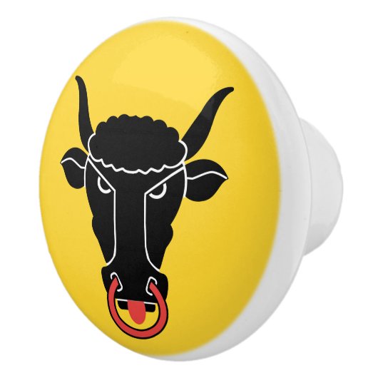 Ceramic knob pull with flag of Uri, Switzerland Keramische Knop (Rechts)