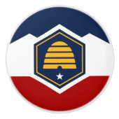 Ceramic knob pull with new flag of Utah, USA Keramische Knop (Voorkant)