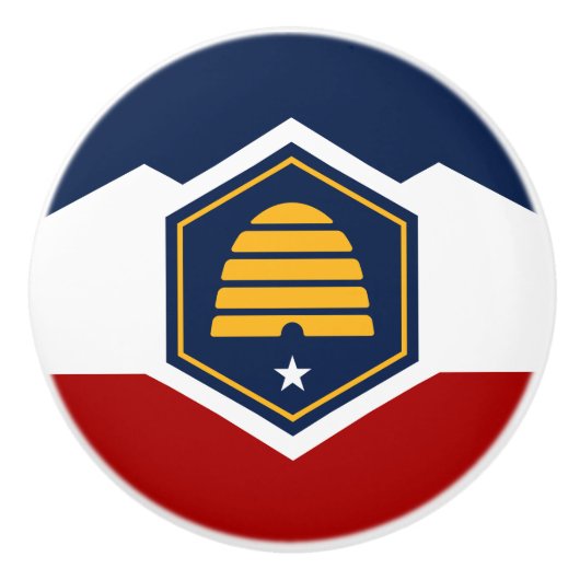 Ceramic knob pull with new flag of Utah, USA Keramische Knop (Voorkant)