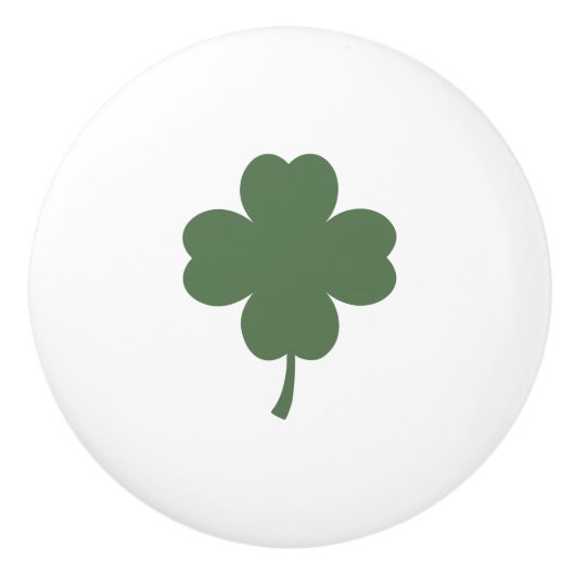 Ceramic Knob with Lucky 4 Leaf Clover Design Keramische Knop (Voorkant)