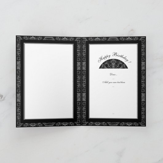 Ceramic Lace Black verjaardag Kaart (Binnen)