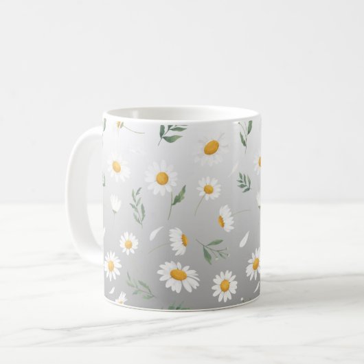 Ceramic mug, Daisy coffee mug, tea cup Koffiemok (Voorkant links)