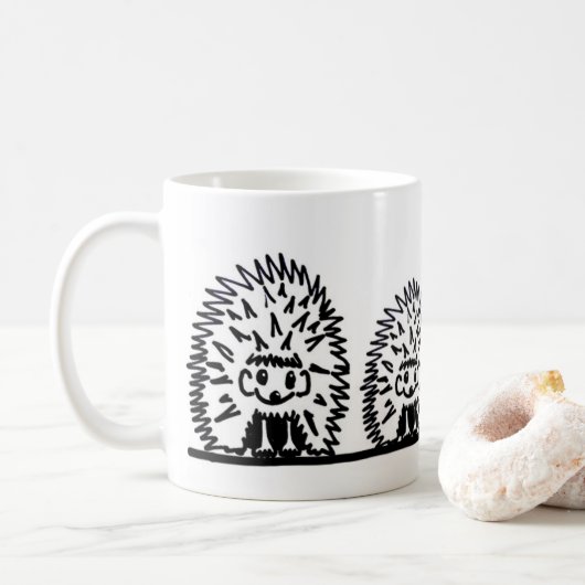 Ceramic mug featuring hedgehog family design koffiemok (Met donut)