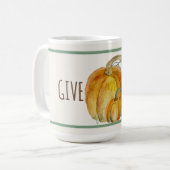 Ceramic Mug: Give Thanks Pumpkin Harvest Blessing Koffiemok (Voorkant links)