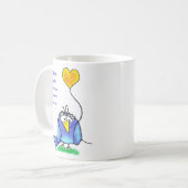 Ceramic Mug - Whimsical Bird with Saying Koffiemok (Voorkant links)