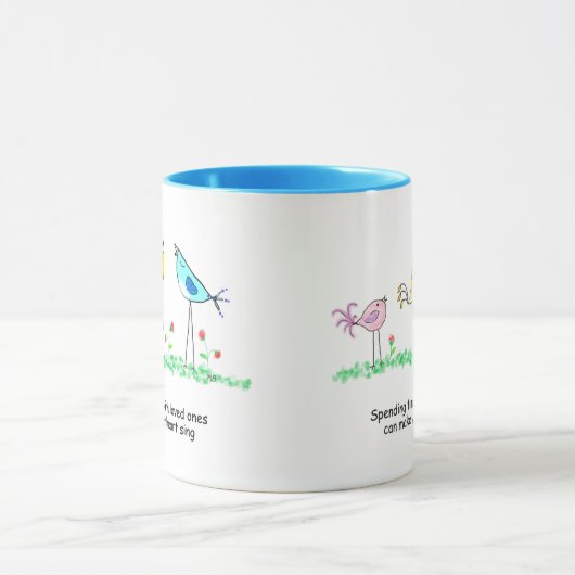 Ceramic Mug, Whimsical Birds with saying Mok (Midden)