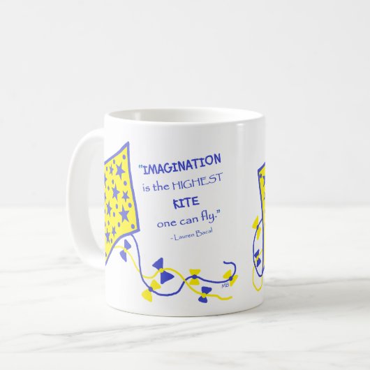 Ceramic Mug - Whimsical Kite with saying Koffiemok (Voorkant links)