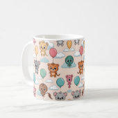 Ceramic mug with a cute pattern of cartoon animals koffiemok (Voorkant links)