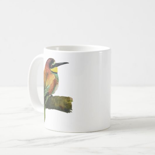 Ceramic mug with Bee-eater design Koffiemok (Voorkant links)