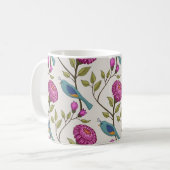 Ceramic mug with bird and flower print koffiemok (Voorkant links)