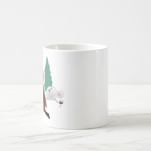 Ceramic mug with Christmas Cheer Robin design Koffiemok (Center)