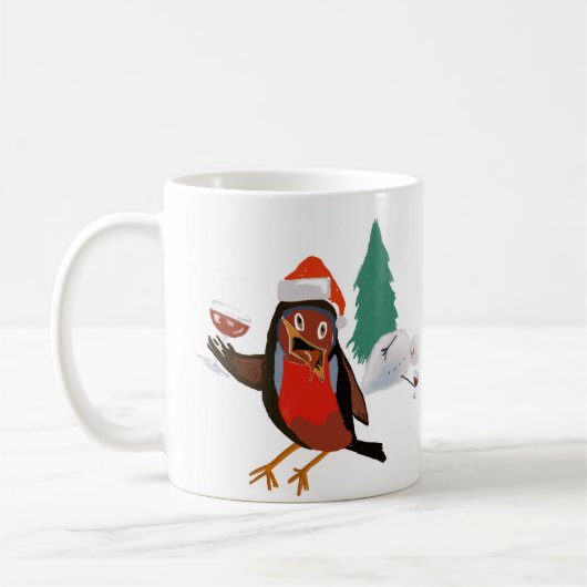 Ceramic mug with Christmas Cheer Robin design Koffiemok (Links)