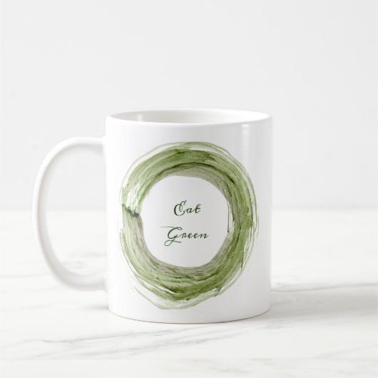 Ceramic mug with Eat Green design Koffiemok (Links)