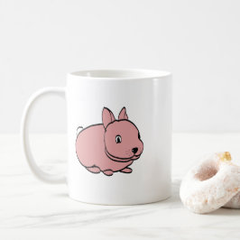 Ceramic mug with pink rabbit design koffiemok