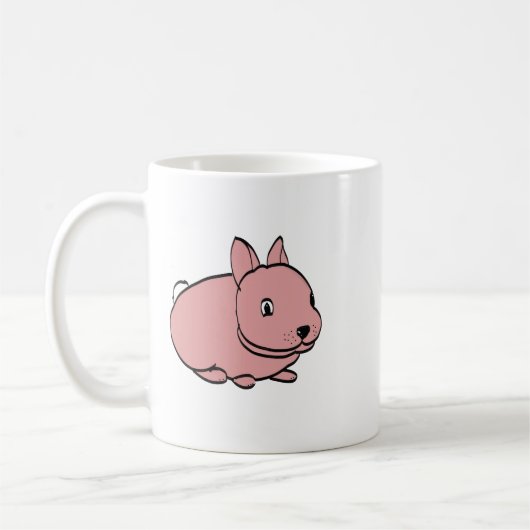 Ceramic mug with pink rabbit design koffiemok (Links)