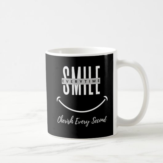 Ceramic mug with positive quote "Smile everytime" Koffiemok (Rechts)