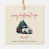 Ceramic Ornament | Christmas Tree Delivery Truck (Voorkant)