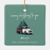 Ceramic Ornament | Christmas Tree Delivery Truck (Achterkant)