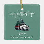 Ceramic Ornament | Christmas Tree Delivery Truck (Voorkant)