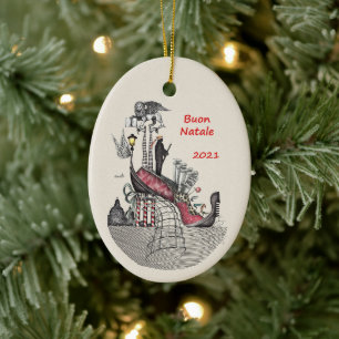 Ceramic Oval Ornament-Venice Italy Keramisch Ornament