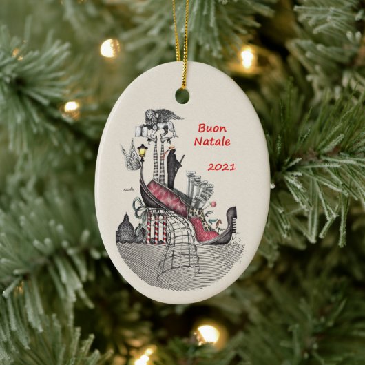 Ceramic Oval Ornament-Venice Italy Keramisch Ornament (Boom)