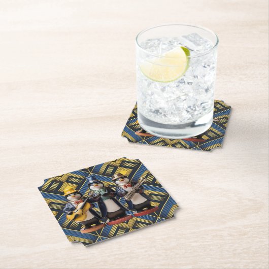 Ceramic Penguin Band Coaster Kartonnen Onderzetters (Insitu)