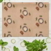 ceramic plate leather journal and olive branches theedoek (Gevouwen)