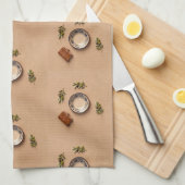 ceramic plate leather journal and olive branches theedoek (Quarter Fold)