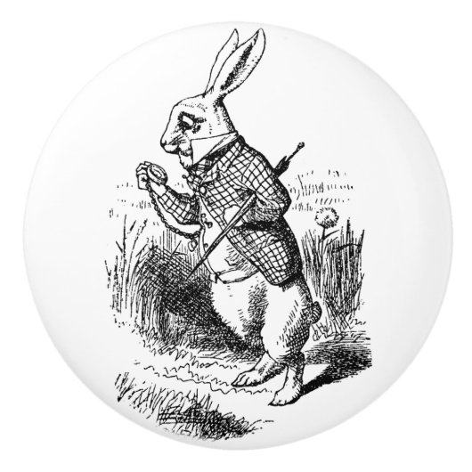 Ceramic Pull - Alice in Wonderland Theme, Rabbit Keramische Knop (Voorkant)