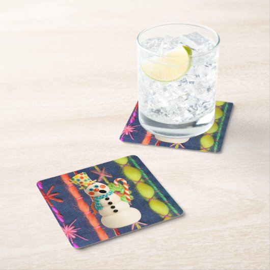 Ceramic Scarf Snowman Coaster Kartonnen Onderzetters (Insitu)